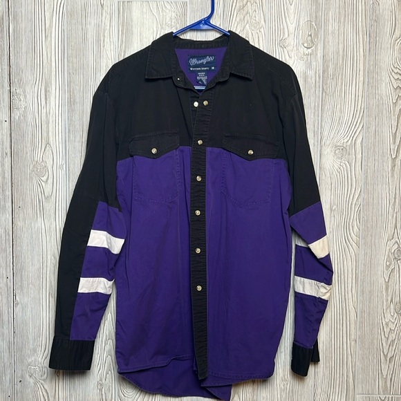 WRANGLER WESTERN MEN SHIRT M UNIQUE COLOR PATTERN PEARL SNAPS 2 CHEST POCKET - Picture 1 of 5